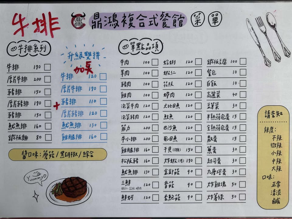高雄鳳山區美食|鼎鴻複合式餐館(附菜單)-鐵板燒+鐵板牛排一次都吃得到,商業午餐超強110元推出 鼎鴻複合式餐館菜單
